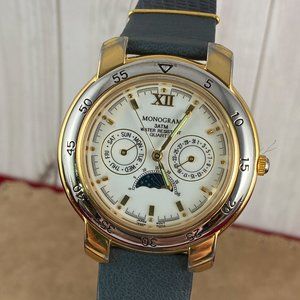 Fabulous Monogram Two Tone Moon Phase Gold Watch